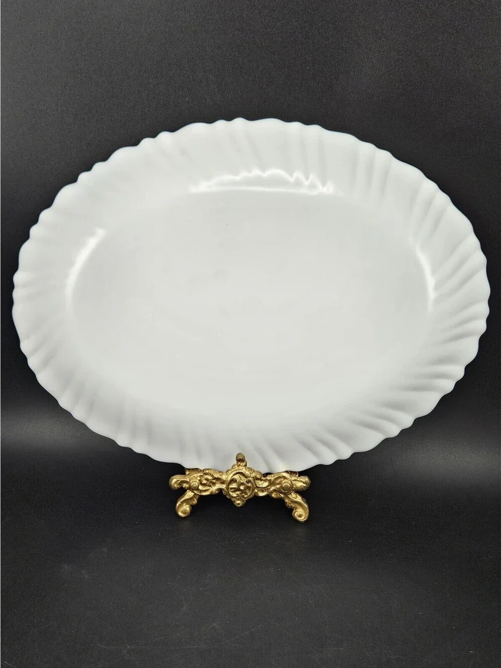 Vintage Arcopal France Elise Oval Serving Platter Pink Ombre Rim Floral 13
